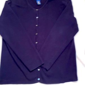 EUC charter club petite large button down cardigan navy color